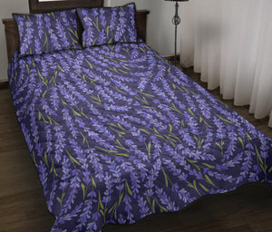 Lavender Theme Pattern Quilt Bed Set