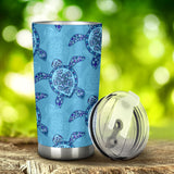 Sea Turtle Blue Tribal Pattern Tumbler