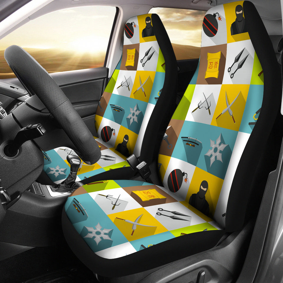 Ninja Weapon Set Pattern Universal Fit Car Seat Covers