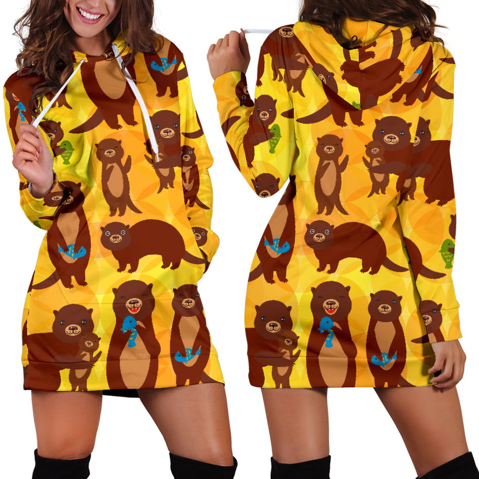 Otter Pattern Women Hoodie Dress