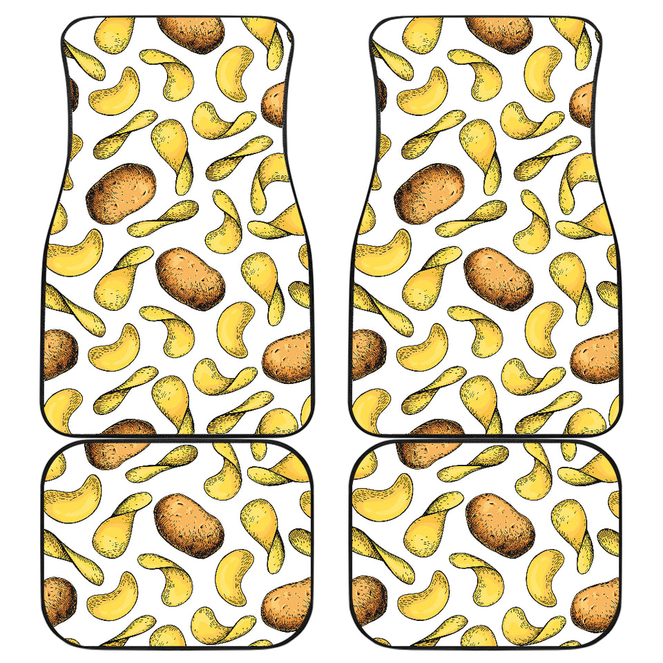 Potato Chips Pattern Print Design 01 Front and Back Car Mats