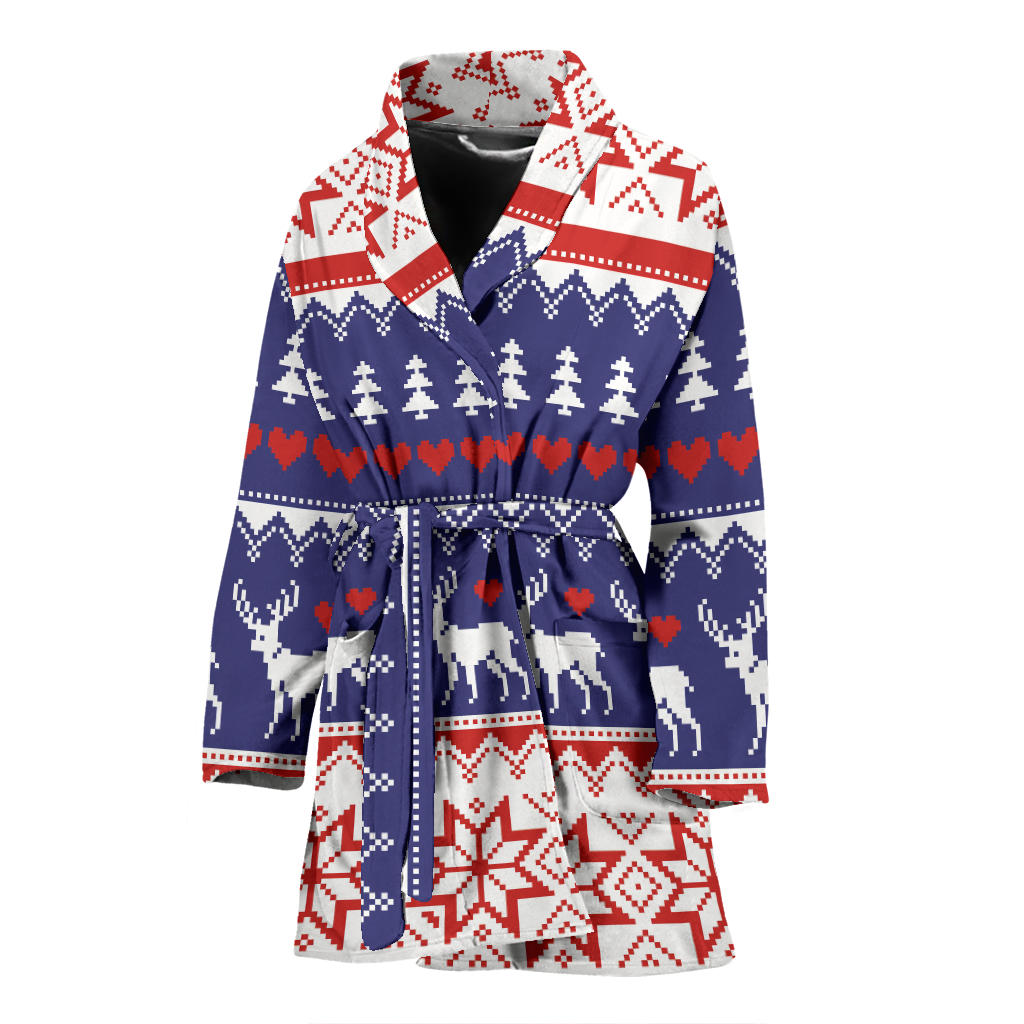 Deer Sweater Printed Pattern Women Bathrobe