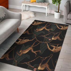 Monkey Pattern Black Background Area Rug