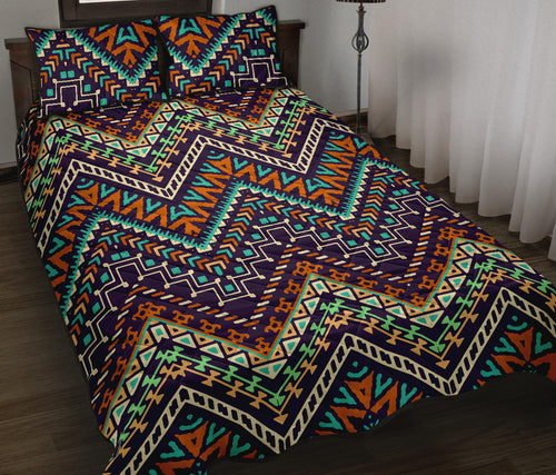 Zigzag Chevron African Afro Dashiki Adinkra Kente Pattern Quilt Bed Set