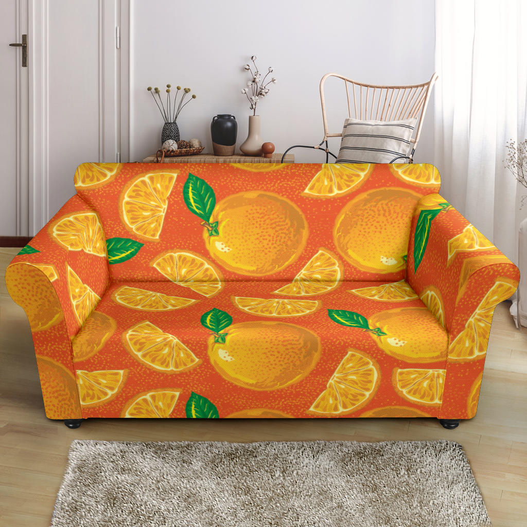 Orange Pattern background Loveseat Couch Slipcover