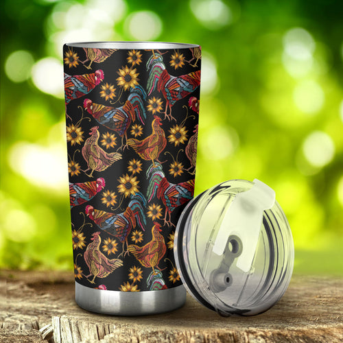 Rooster Chicken Flower Pattern Tumbler