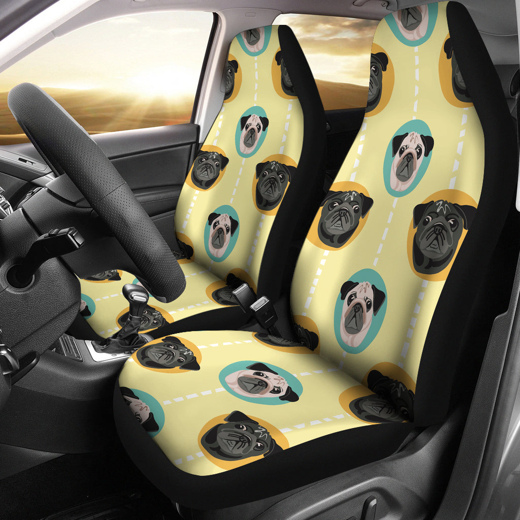 Pug Head Pattern Universal Fit Car Seat Covers