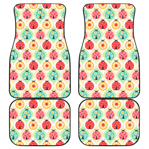 Ladybug Pattern Print Design 02 Front and Back Car Mats