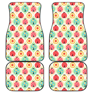 Ladybug Pattern Print Design 02 Front and Back Car Mats