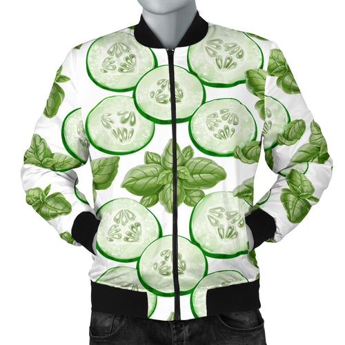 Sliced Cucumber Leaves Pattern Men Bomber Jacket