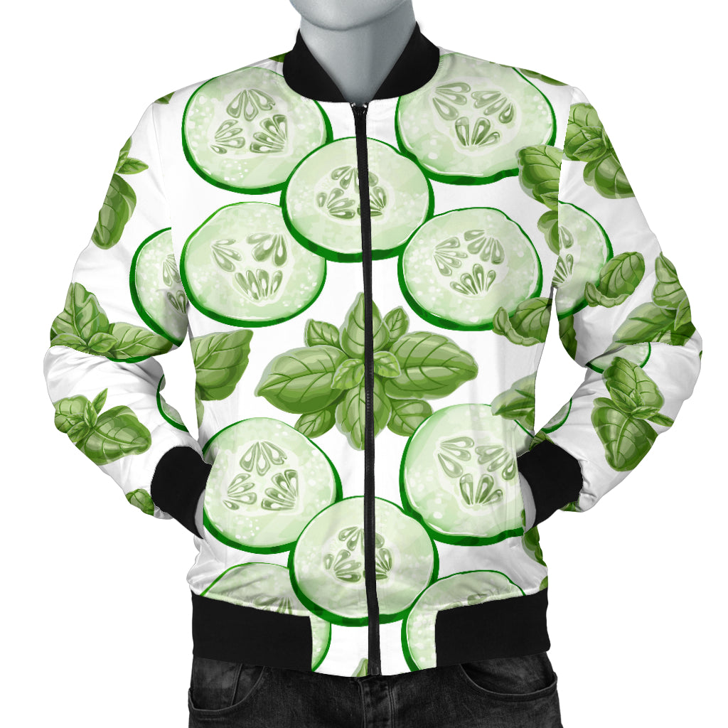 Sliced Cucumber Leaves Pattern Men Bomber Jacket