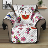 Meneki Neko Lucky Cat Sakura Flower Pattern Recliner Cover Protector