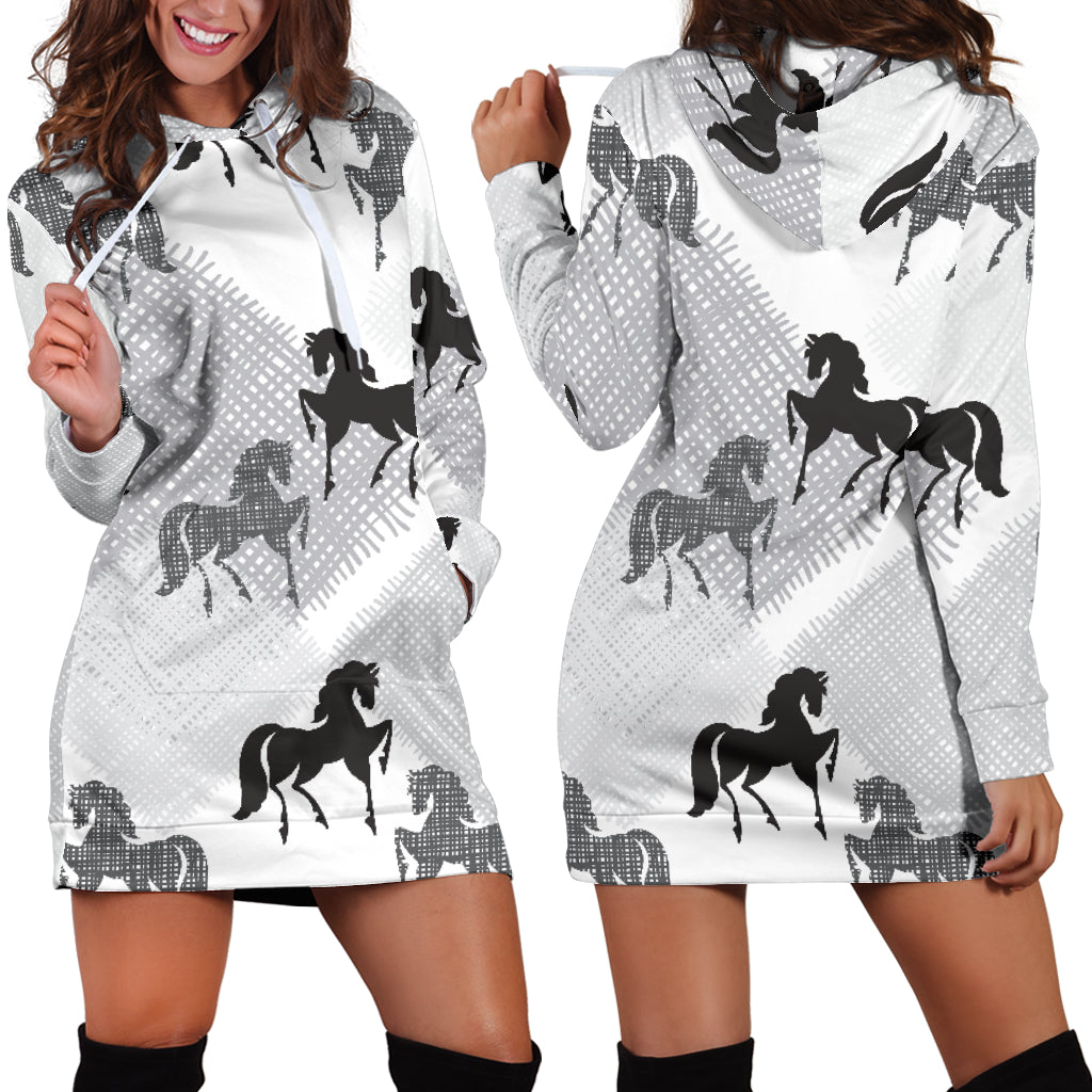 Horse Pattern Women Hoodie Dress