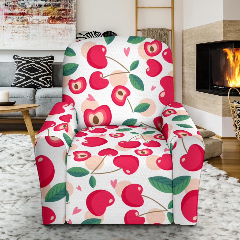 Cherry Heart Pattern Recliner Chair Slipcover