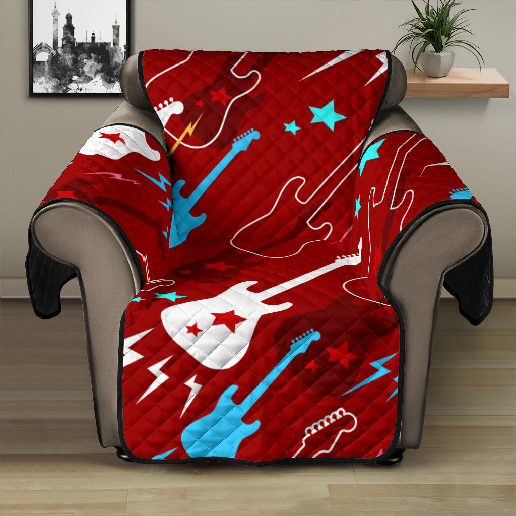 Electical Guitar Red Pattern Recliner Cover Protector