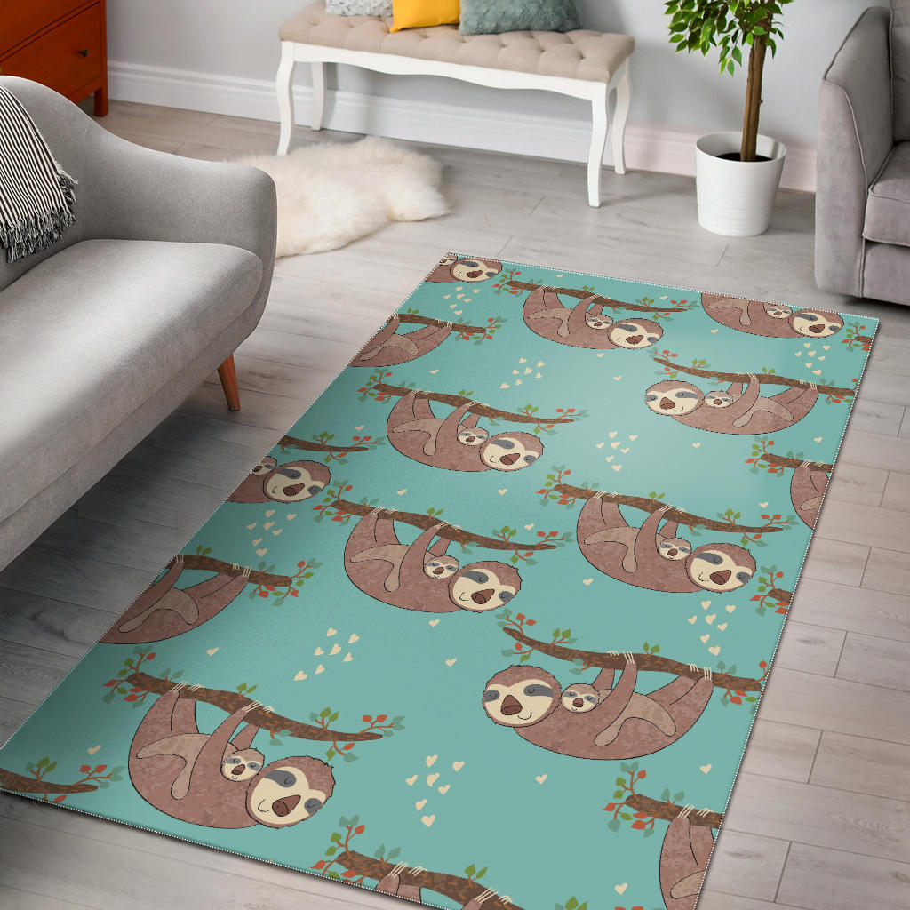 Sloth Mom and baby Pattern Area Rug