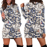 Snake Leaves Pattern Women Hoodie Dress