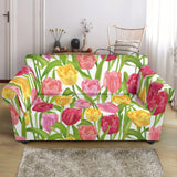 Pink Red Yellow Tulip Pattern Loveseat Couch Slipcover