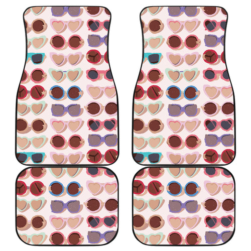 Sun Glasses Pattern Print Design 04 Front and Back Car Mats