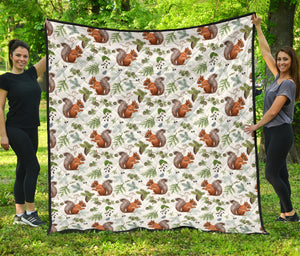 Squirrel Pattern Print Design 02 Premium Quilt