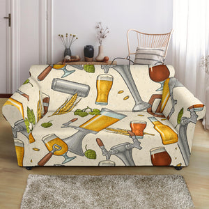 Beer Pattern Loveseat Couch Slipcover