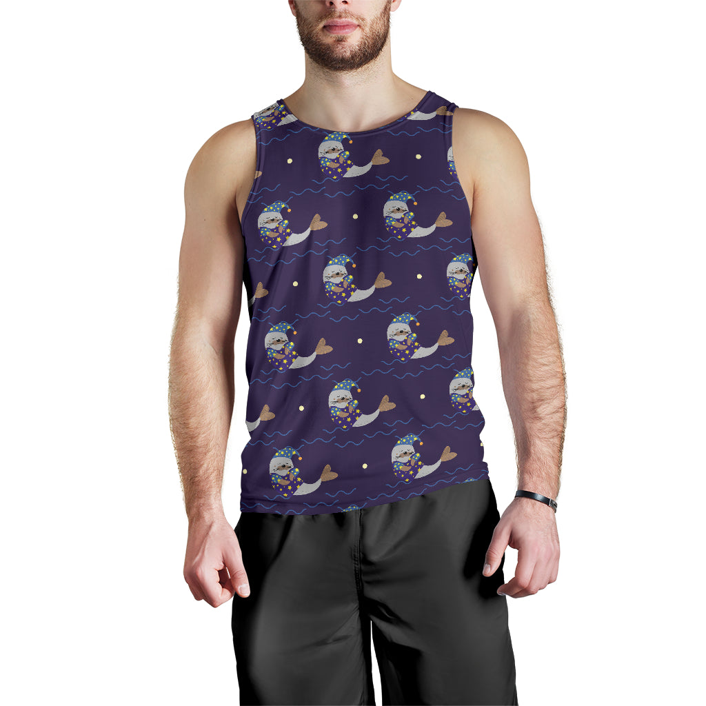 Sleeping Sea Lion Pattern Men Tank Top