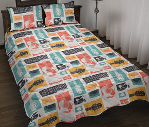 Guitar Pattern Background Quilt Bed Set