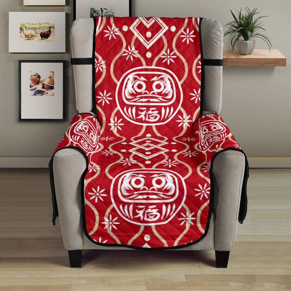 Daruma Red Pattern Chair Cover Protector
