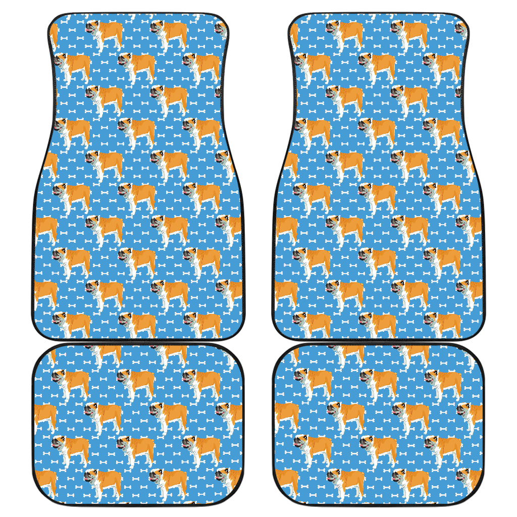 English Bulldog Pattern Print Design 04 Front and Back Car Mats