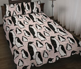 Penguin Pattern Background Quilt Bed Set