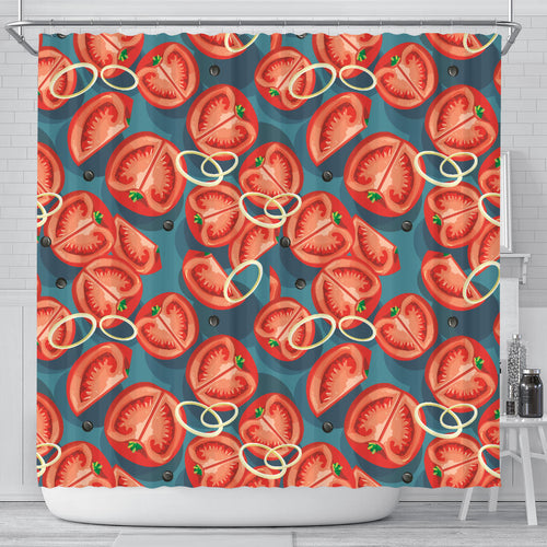 Tomato Pattern Background Shower Curtain Fulfilled In US