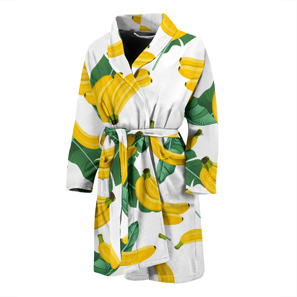 Banana and Leaf Pattern Men Bathrobe