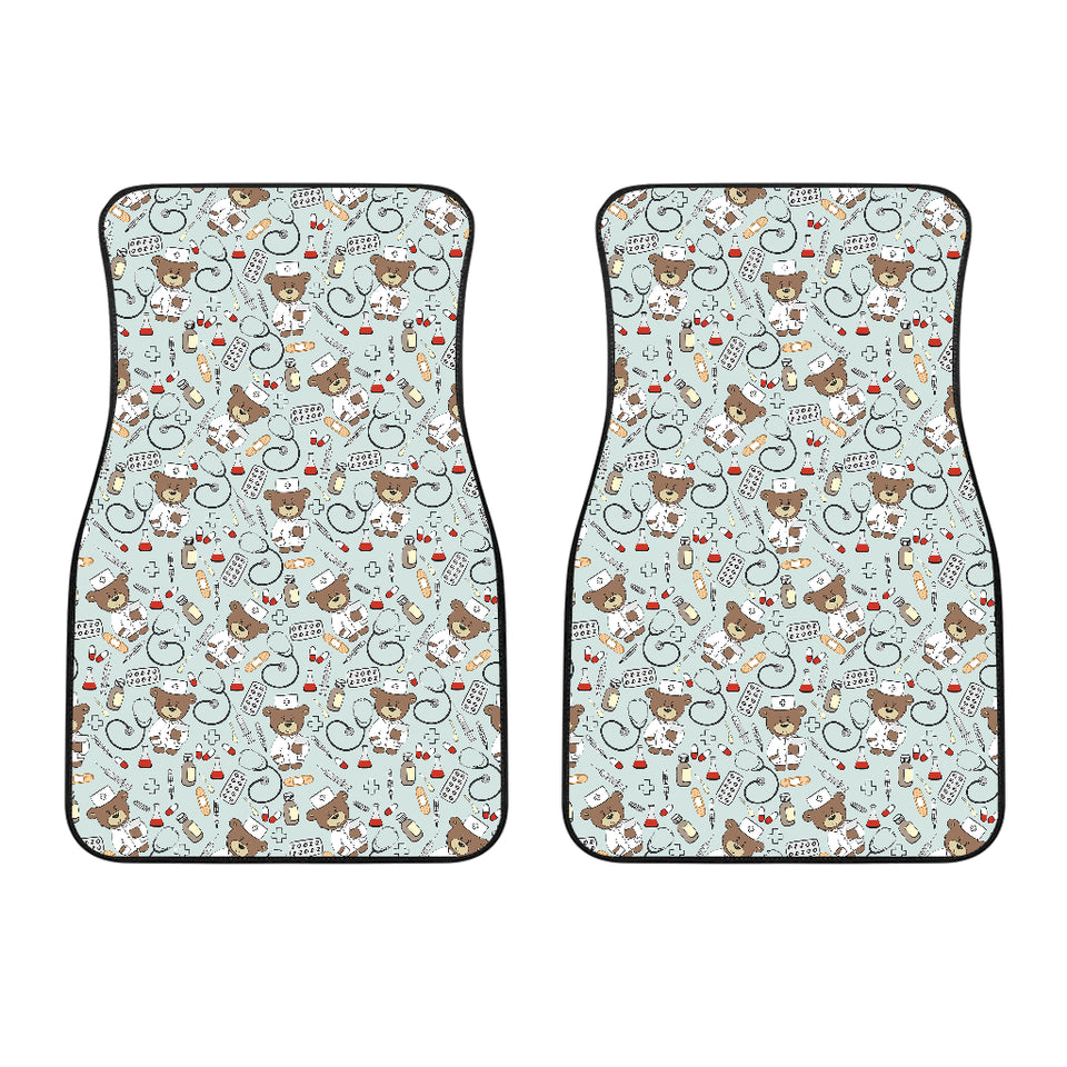 Teddy Bear Pattern Print Design 02 Front Car Mats