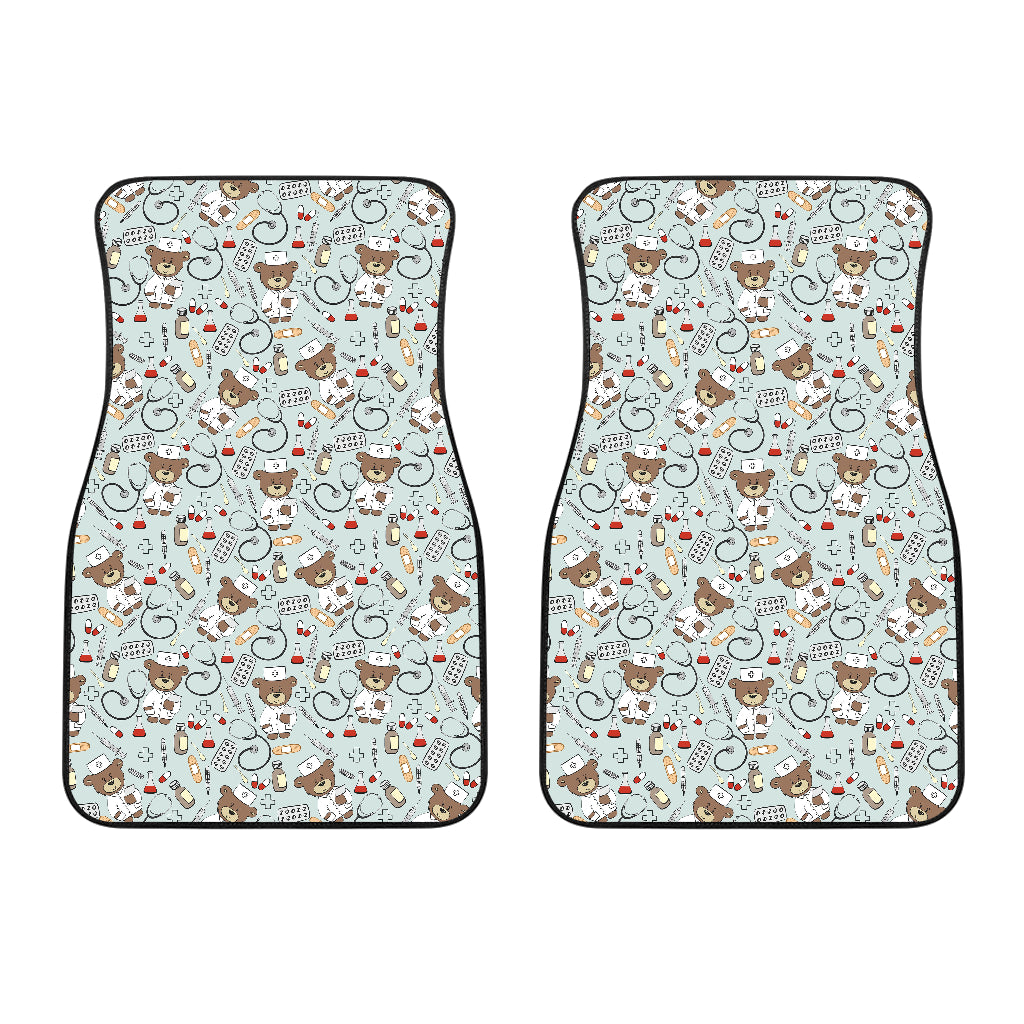 Teddy Bear Pattern Print Design 02 Front Car Mats