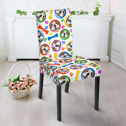 English Bulldog Pattern Print Design 05 Dining Chair Slipcover