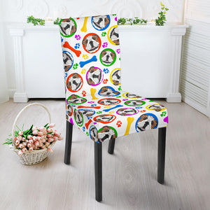 English Bulldog Pattern Print Design 05 Dining Chair Slipcover