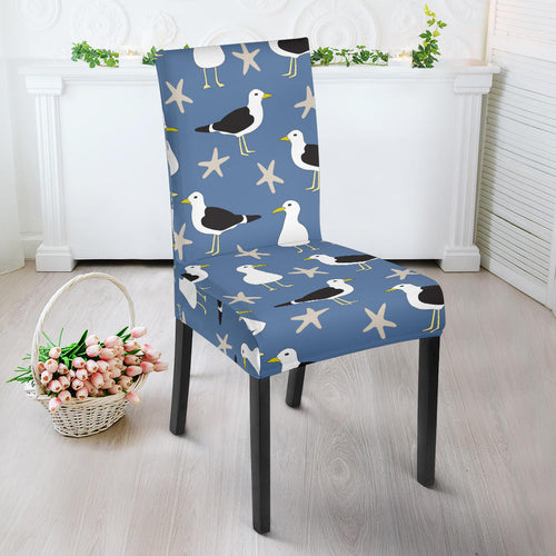 Seagull Pattern Print Design 01 Dining Chair Slipcover