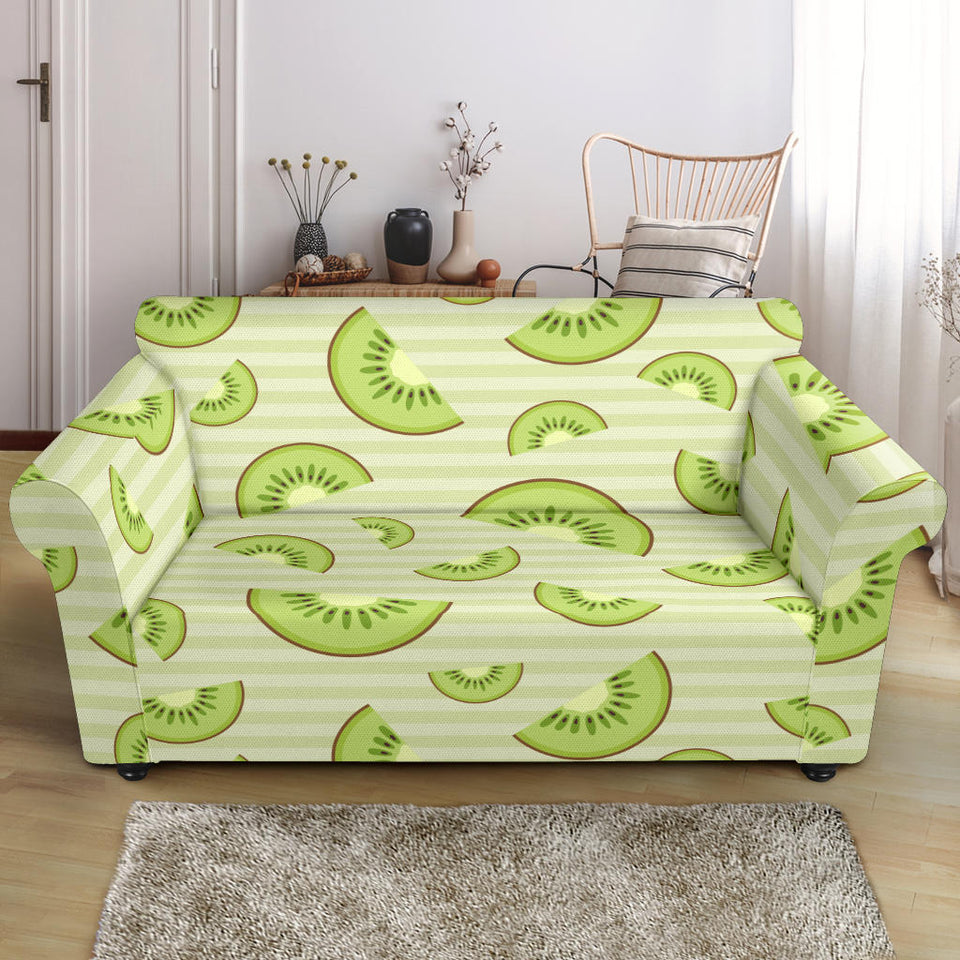 Kiwi Pattern Striped Background Loveseat Couch Slipcover