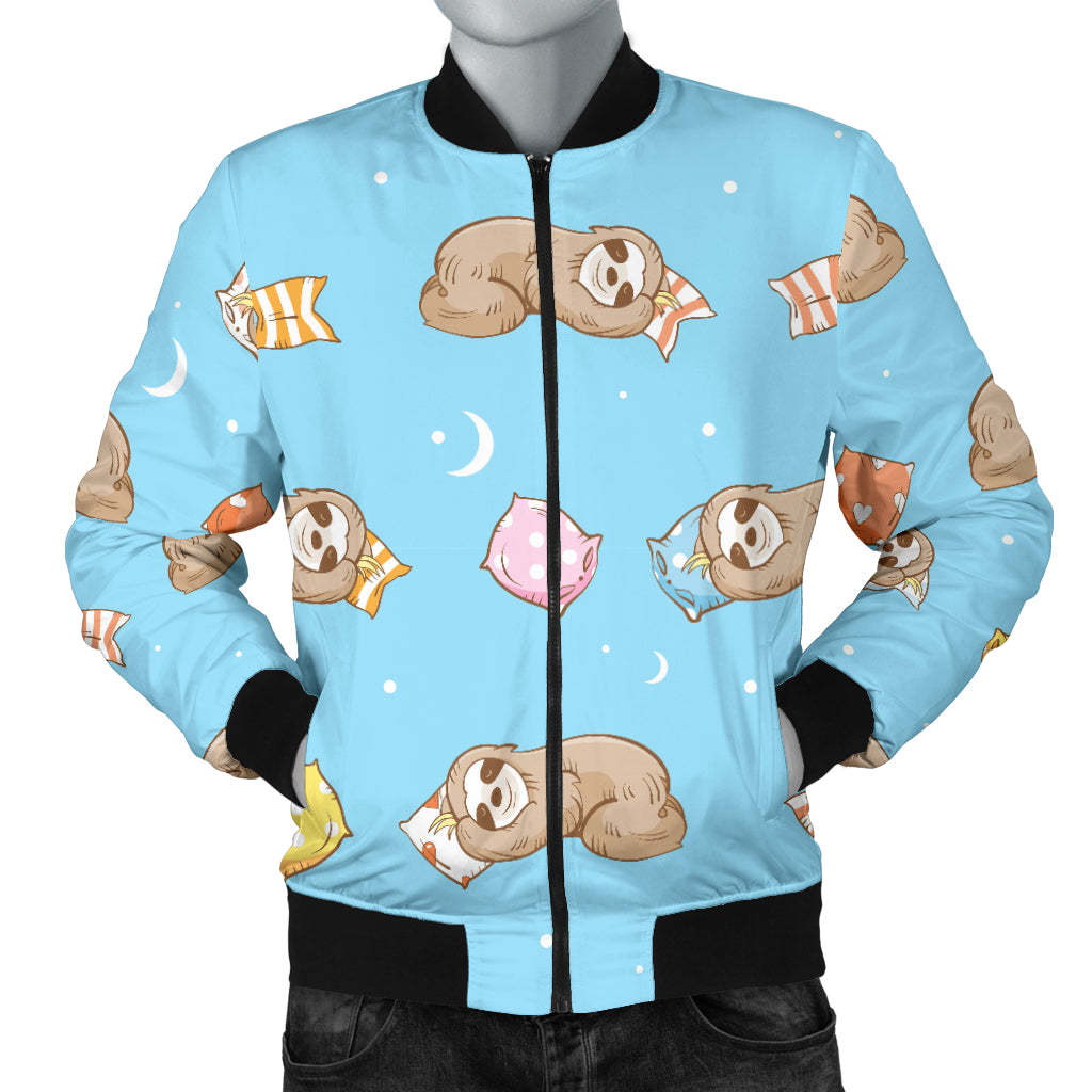 Sleep Sloth Pattern Men Bomber Jacket