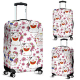 Meneki Neko Lucky Cat Sakura Flower Pattern Luggage Covers