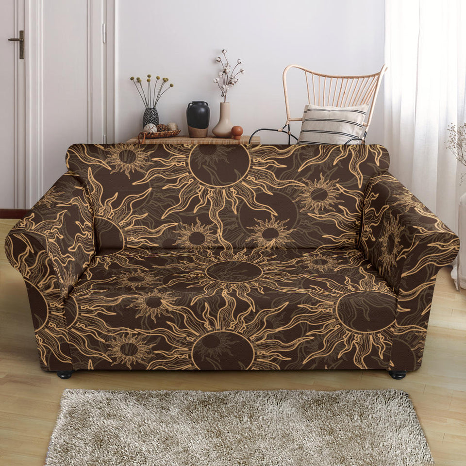 Sun Pattern Theme Loveseat Couch Slipcover