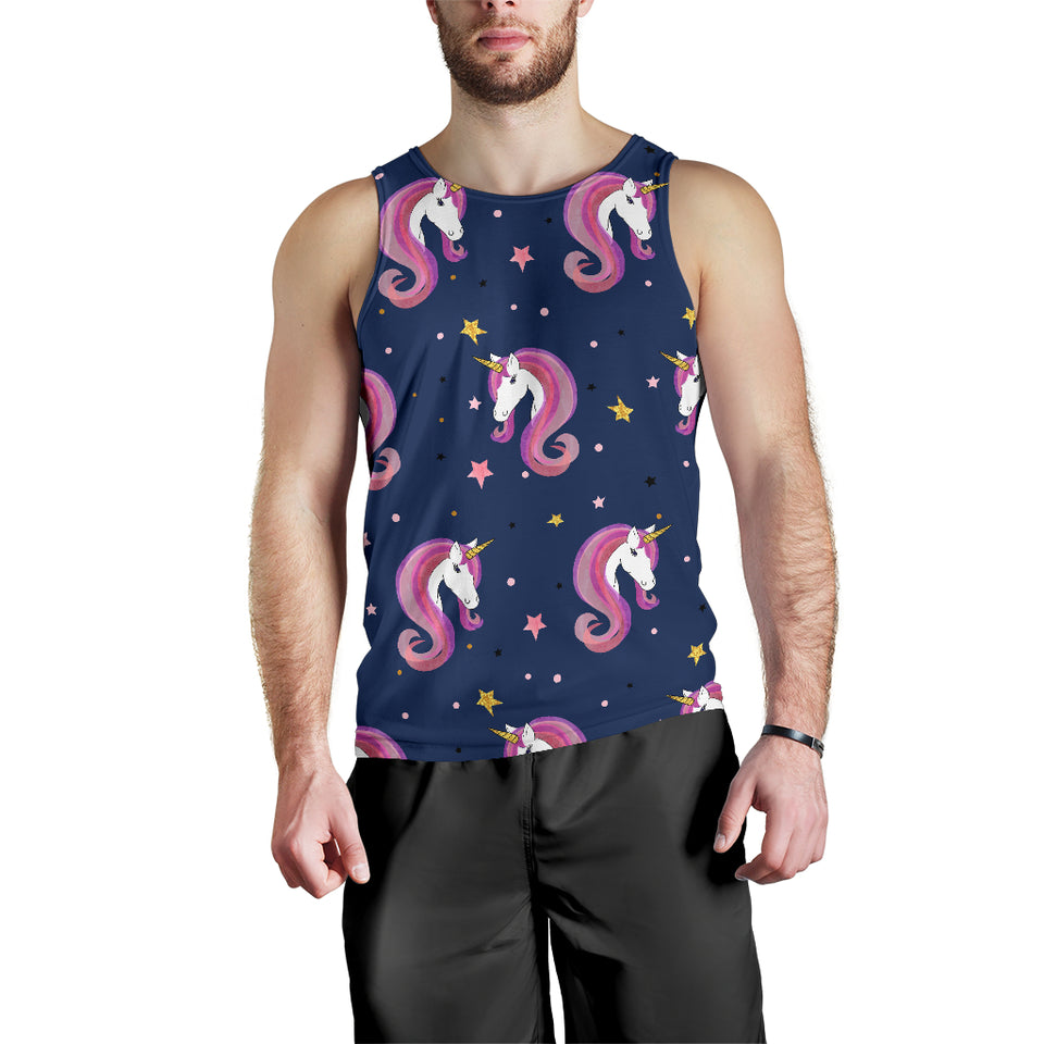 Unicorn Head Pattern Men Tank Top