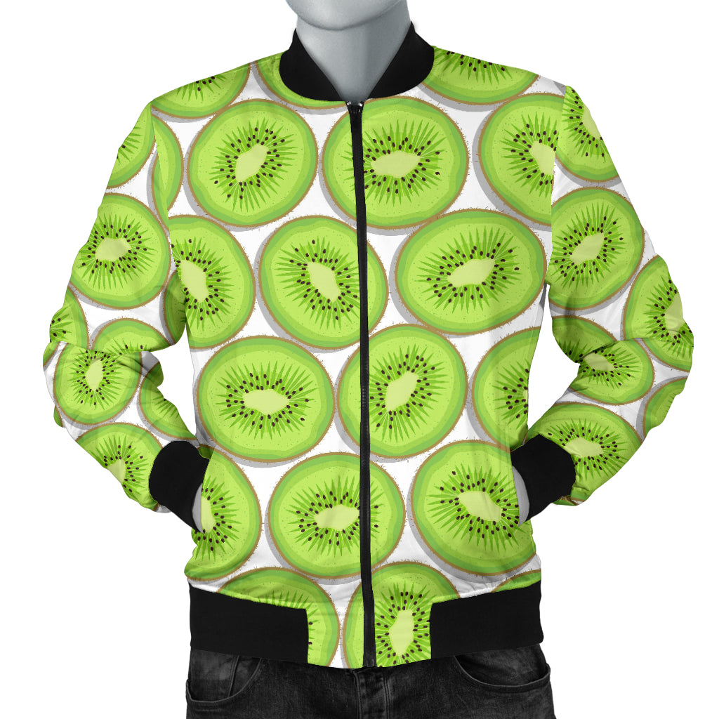 Sliced Kiwi Pattern Background Men Bomber Jacket