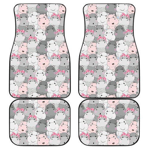 Hippopotamus Pattern Print Design 03 Front and Back Car Mats