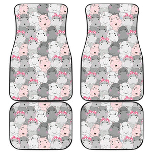 Hippopotamus Pattern Print Design 03 Front and Back Car Mats