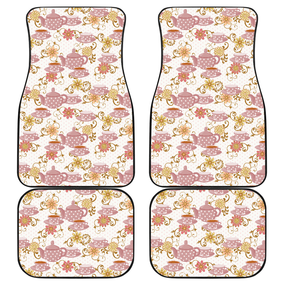 Tea pots Pattern Print Design 01 Front and Back Car Mats