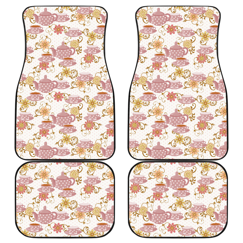 Tea pots Pattern Print Design 01 Front and Back Car Mats