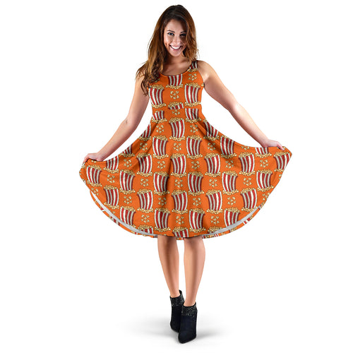 Popcorn Pattern Print Design 05 Sleeveless Midi Dress