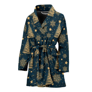 Gold Snowflake Chirstmas Pattern Women Bathrobe