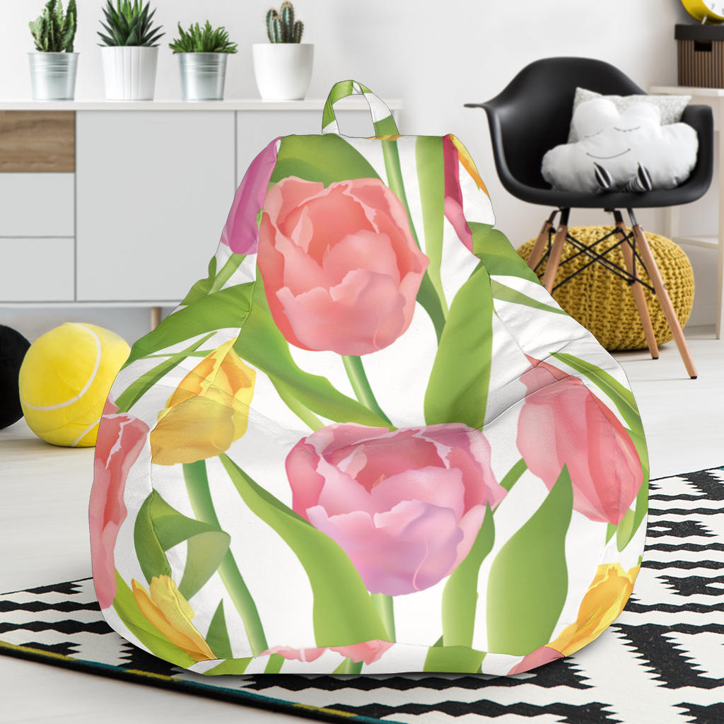 Pink Red Yellow Tulip Pattern Bean Bag Cover